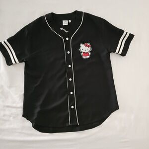 Aeropostale Black Hello Kitty Baseball Jersey Button Front Shirt Adult L